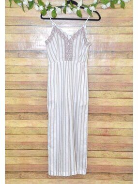 En Creme Ladies S Crop Wide Leg Striped Jumpsuit Romper Sleeveless Embroidered